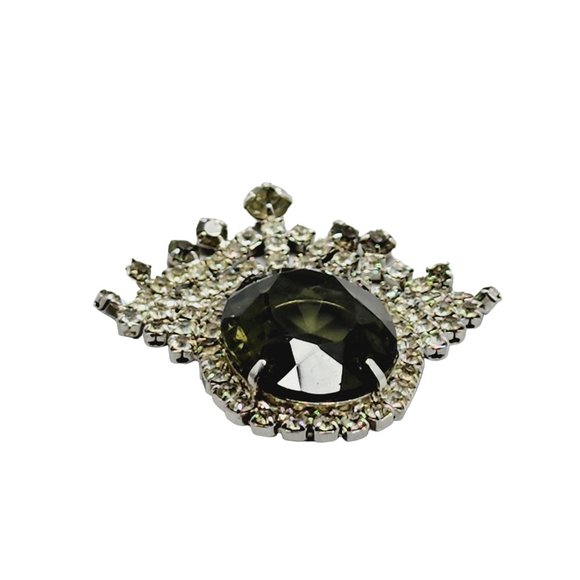 Vintage Hattie Carnegie Black Diamond Rhinestone Fringe Brooch (A1165) - Picture 2 of 6